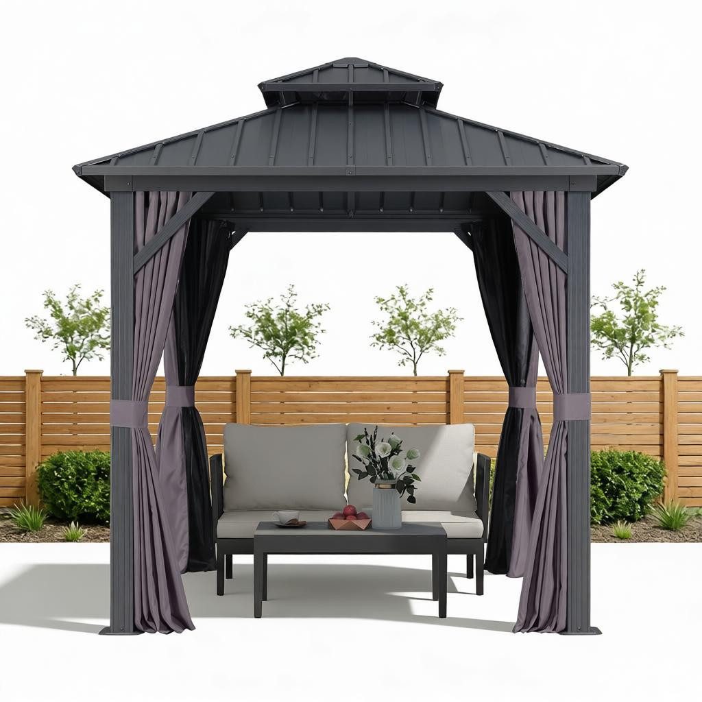 PURPLE LEAF Pavillon Günstiger Gartenpavillon, (1 Pavillon, mit Vorhängen und Moskitonetz), Wasserdicht, UV-beständig, Privatsphärenschutz