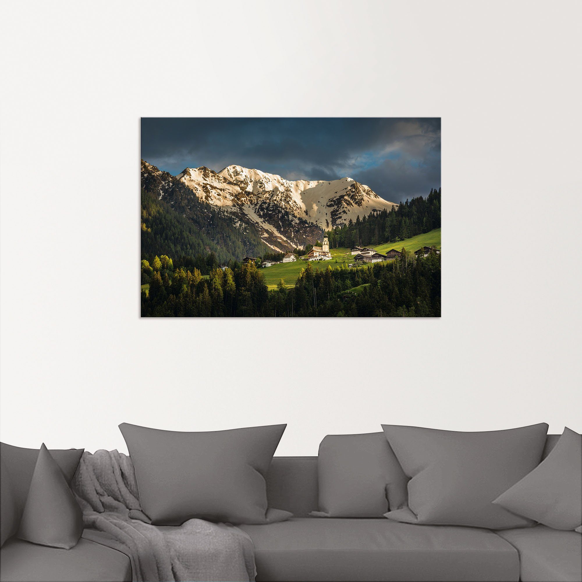 Hollbruck Wandbild (1 Alubild, versch. Das Artland St), Größen Poster Alpenbilder als Dorf Berge Pustertal, oder in im Wandaufkleber & Leinwandbild,