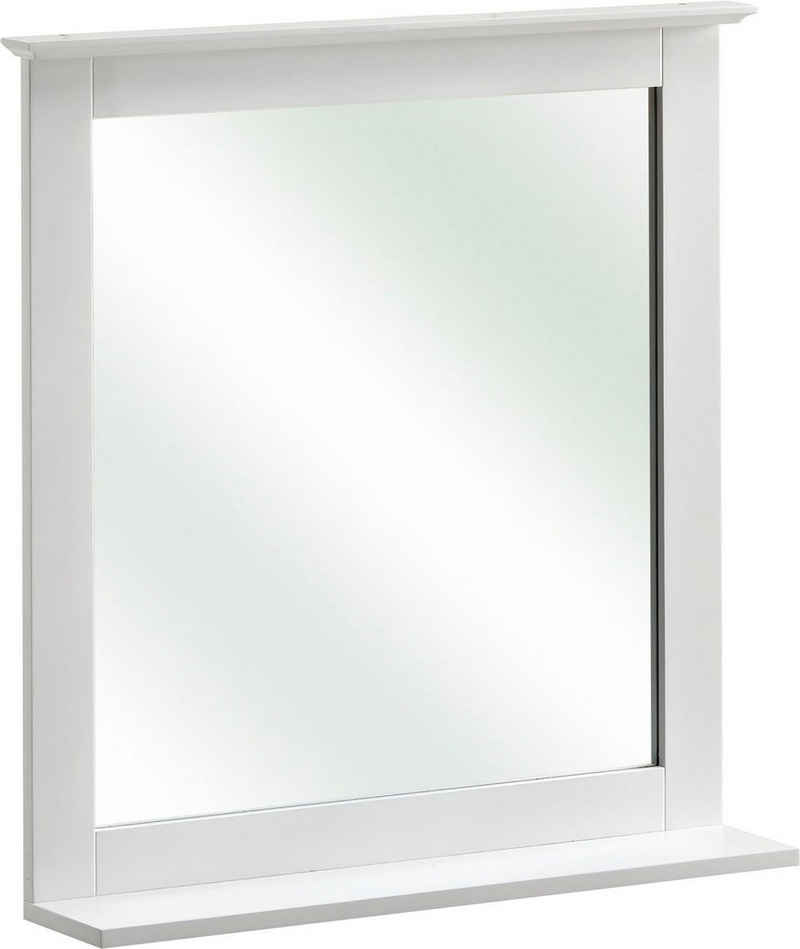 Saphir Badspiegel Quickset 928 Spiegel mit Ablage, 60 cm breit, Landhaus-Stil, Flächenspiegel Weiß Glanz, ohne Beleuchtung, rechteckig