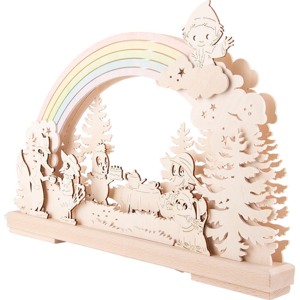 RATAGS Kunsthandwerk Schwibbogen 3D-Schwibbogen Sandmännchen unter dem Regenbogen (43x30cm) von RATAGS