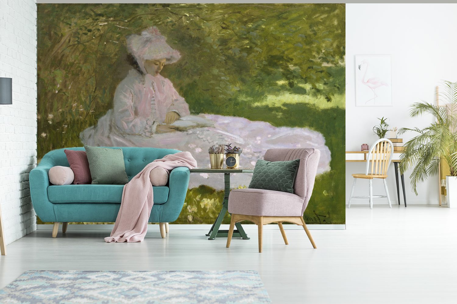 MuchoWow Fototapete Montagefertig Monet, für Wohnzimmer, (5 Wandtapete Frühling Vinyl bedruckt, Tapete Claude St), - Gemälde Matt, von