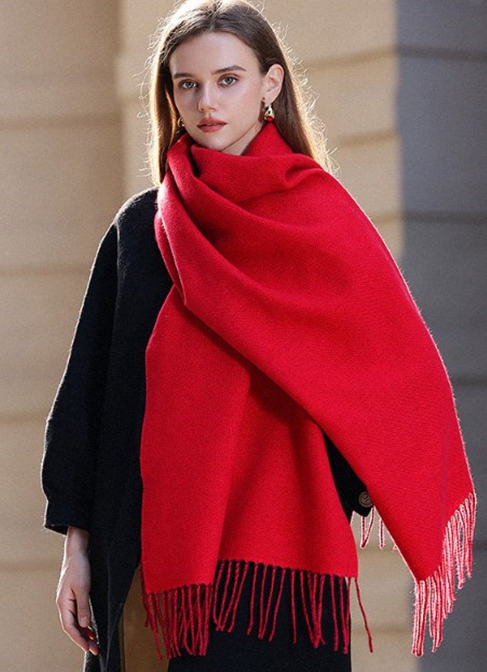 verschiedenen Qualität,Neuer für Frauen in red Farben Schal,kuschelweich,Winter Schal Damen Geschenk Damen Modeschal Halstuch Poncho XDeer Stil,