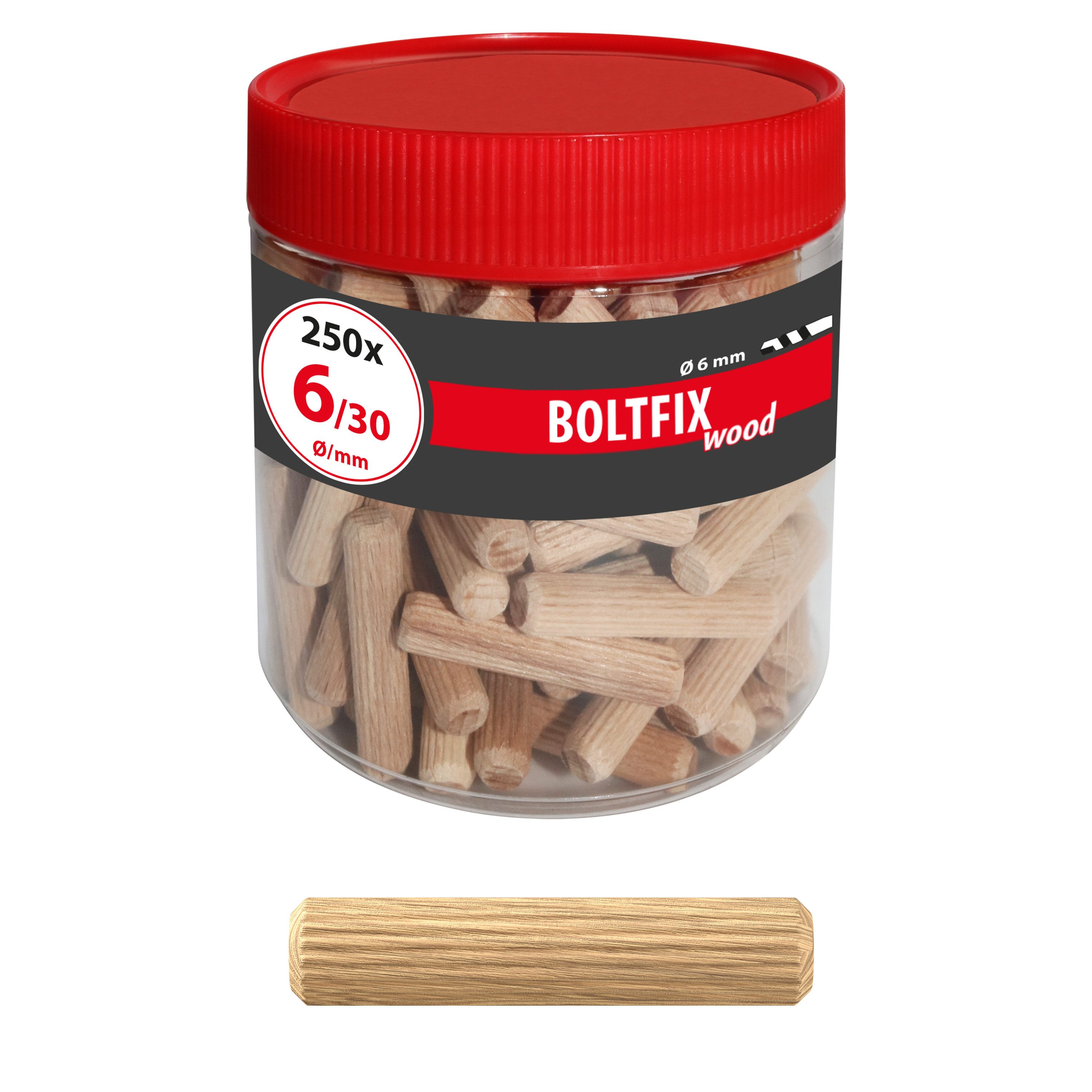 Tox Holzdübel Holzdübel Boltfix wood 6x30 mm - Riffeldübel aus massiver Buche, 6 x 30 mm, Buchenholz, (250-St)