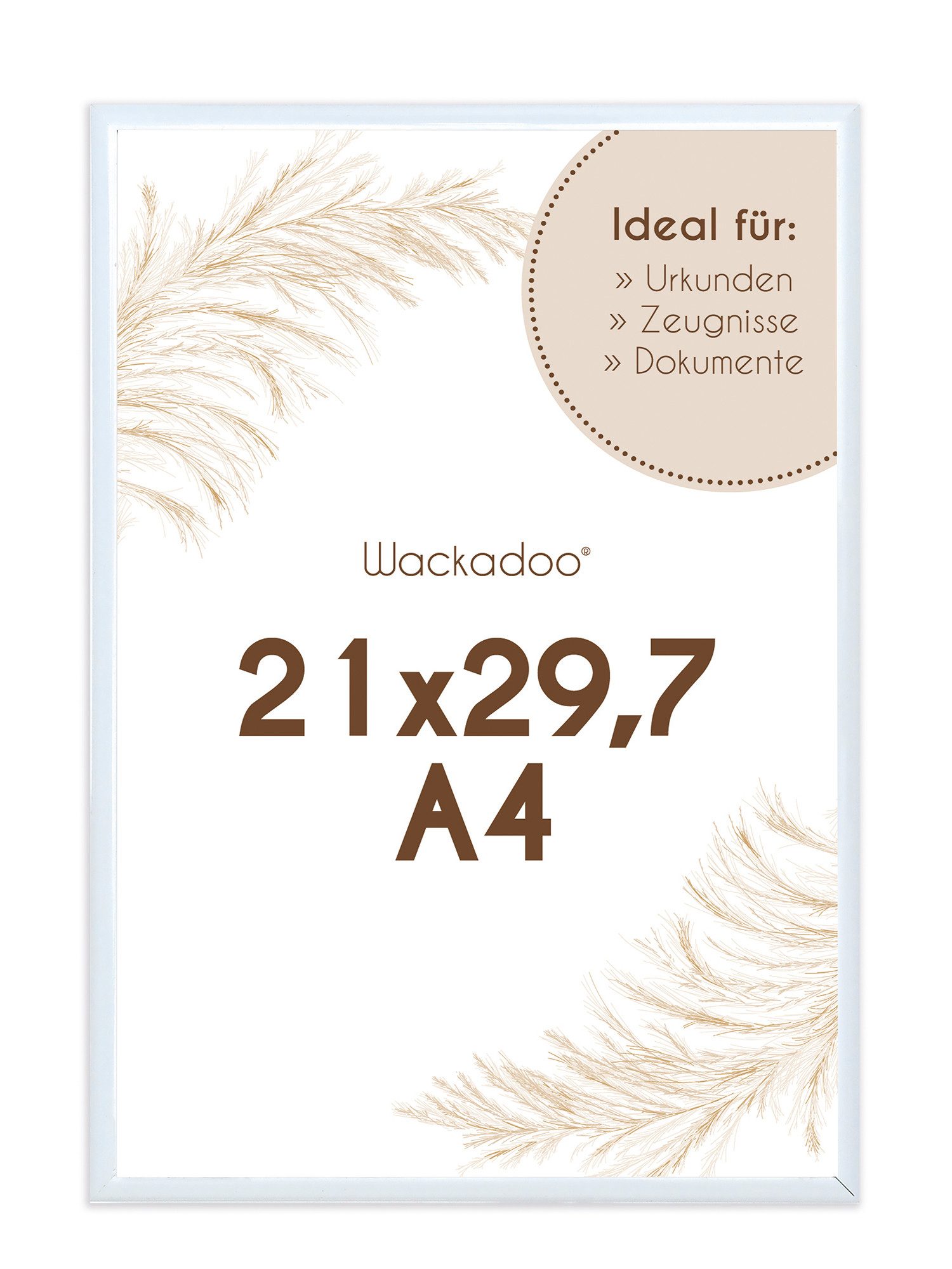 Wackadoo Living Einzelrahmen Bilderrahmen mit Glasscheibe für Einzelbilder diverse Formate & Farben, für 1 Bilder, in Weiß, Schwarz, Silber oder Gold, moderner Kunststoffrahmen, Fotowand, Puzzlerahmen, Dekoration, Poster, Collage für Fotos & Bilder