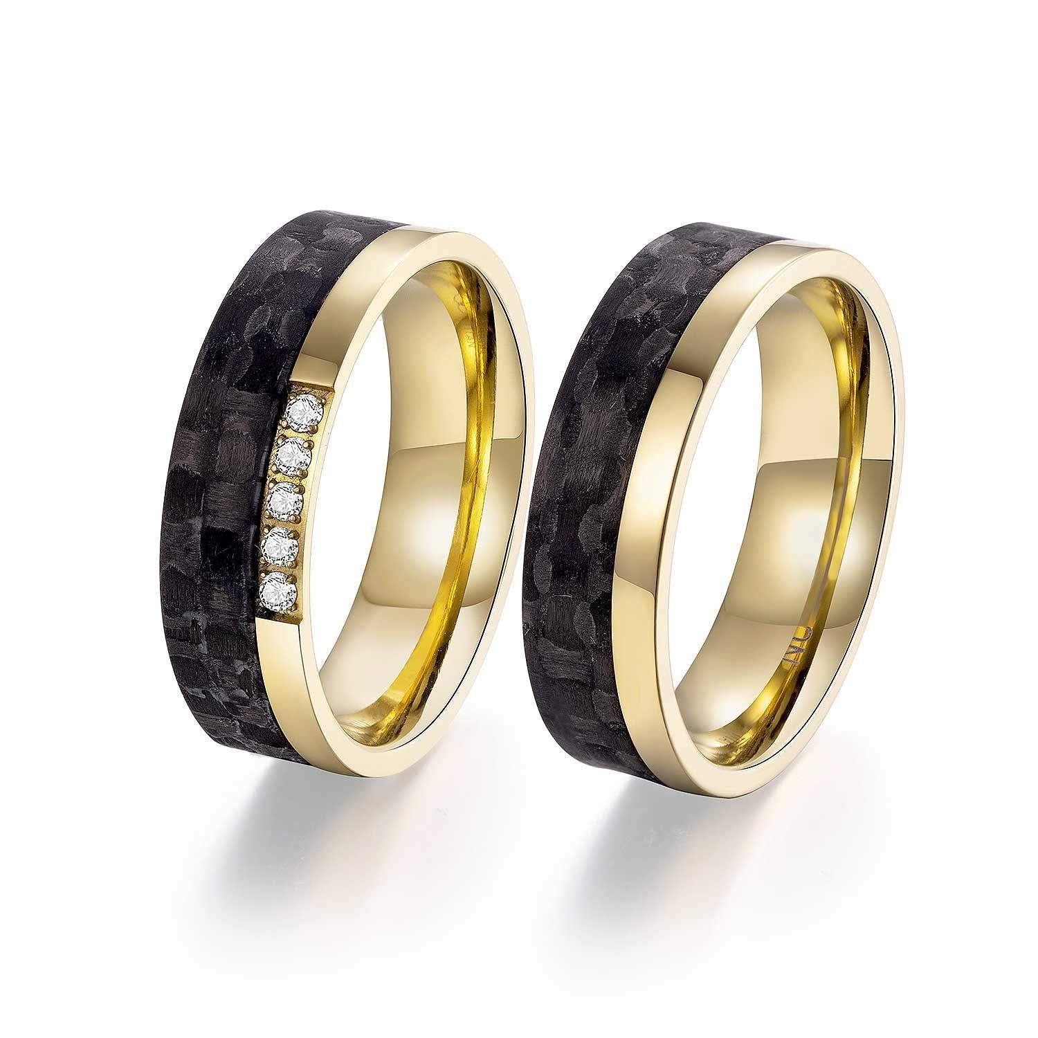 Adam & Eve Trauring Carbon/Titan - Eheringe, Partnerringe "AEC52M" ohne & mit Zirkonia