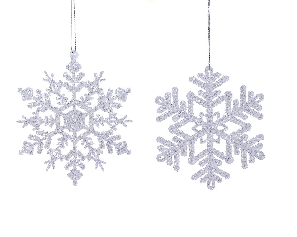 Decoris season decorations Christbaumschmuck, Christbaumschmuck Glitzer Schneeflocken 12cm klar / silber, 2er Set