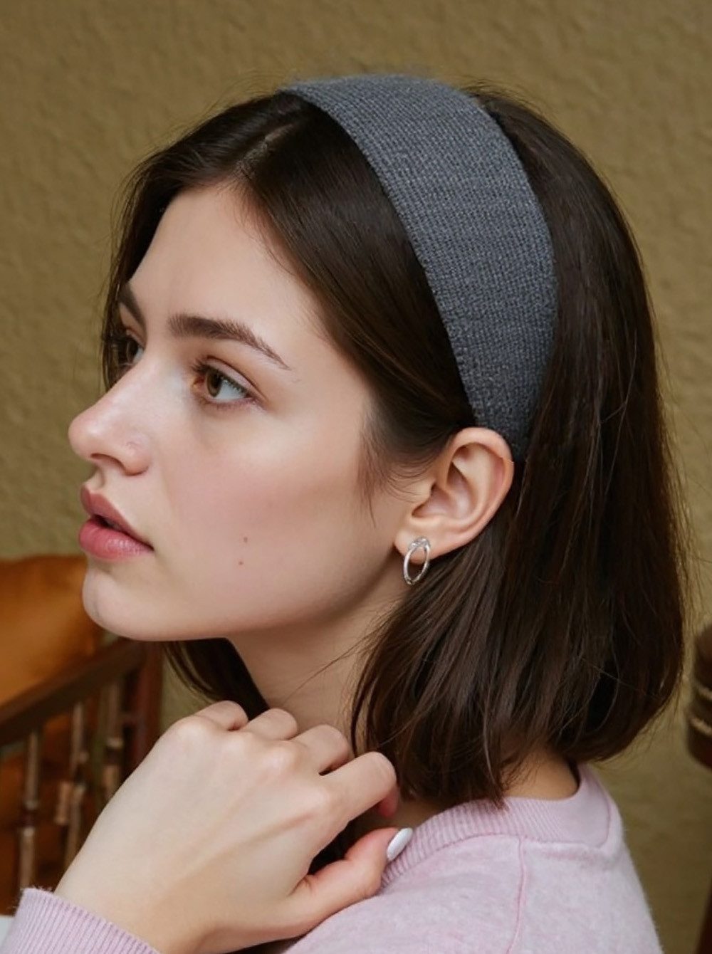 axy Haarreif Breiter aus geripptem Stoff elegant, Damen Breiter Haarreif Haarband Haarreifen