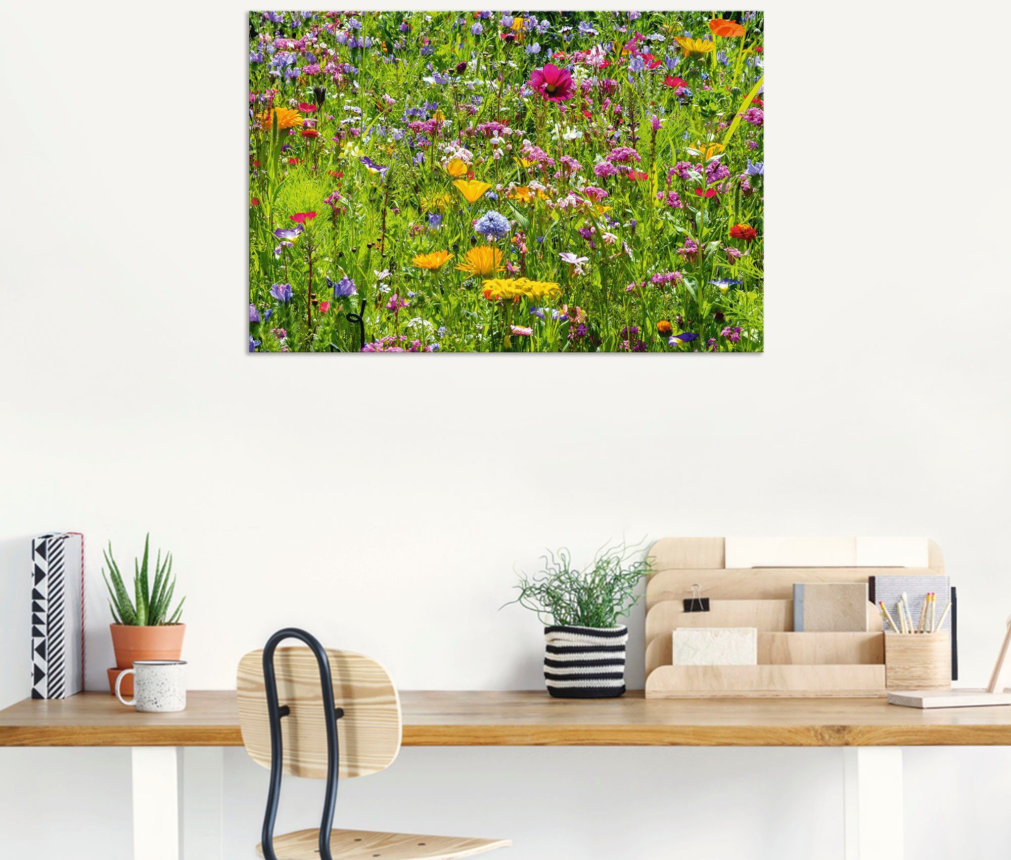 oder Wandbild St), Leinwandbild, (1 Poster Artland Bunte Wandaufkleber versch. Größen Alubild, als in Blumenwiese, Blumenwiese