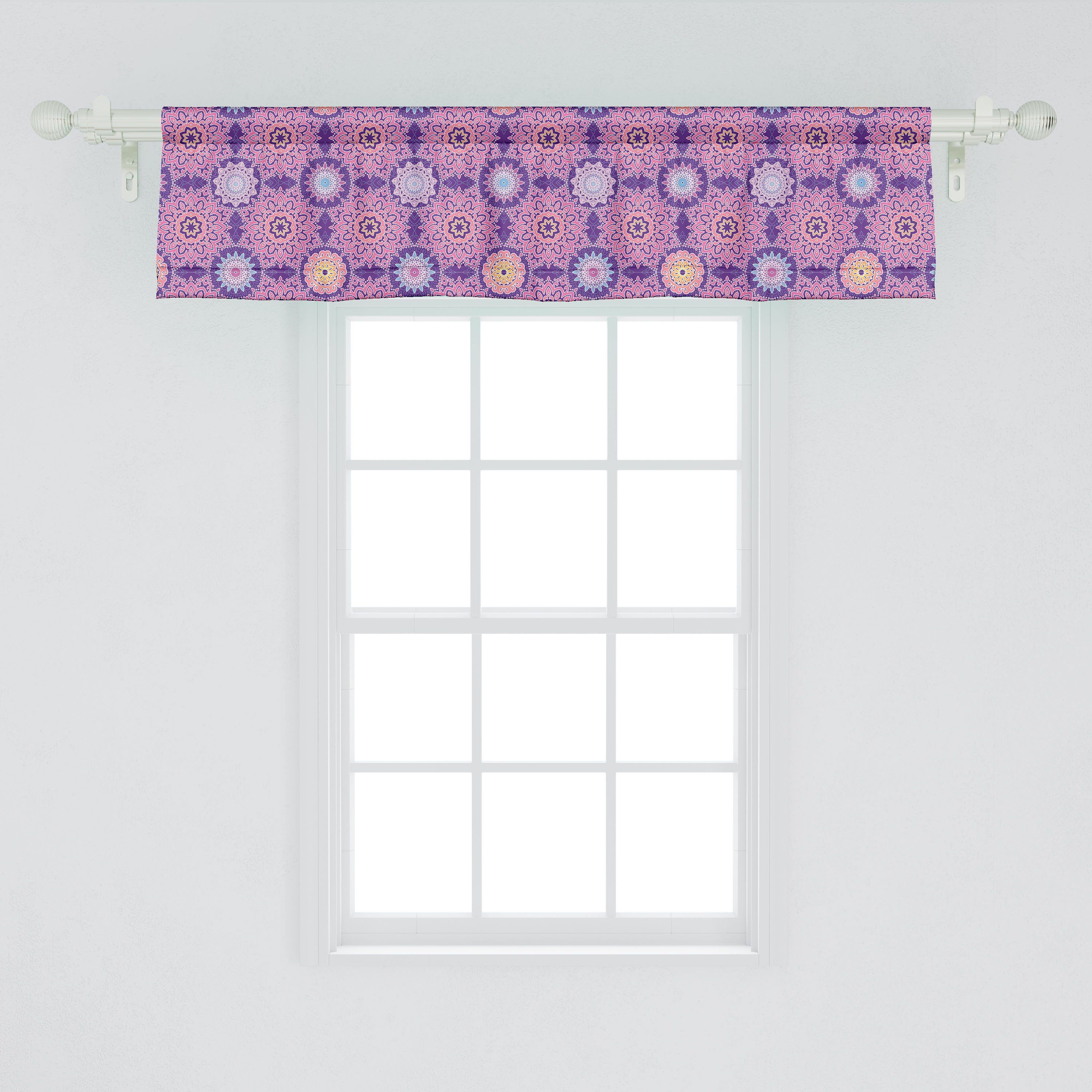 Oriental für Küche Vorhang Abakuhaus, Dekor Stangentasche, mit Scheibengardine Flourishes Ethnisch Volant Feminine Microfaser, Schlafzimmer