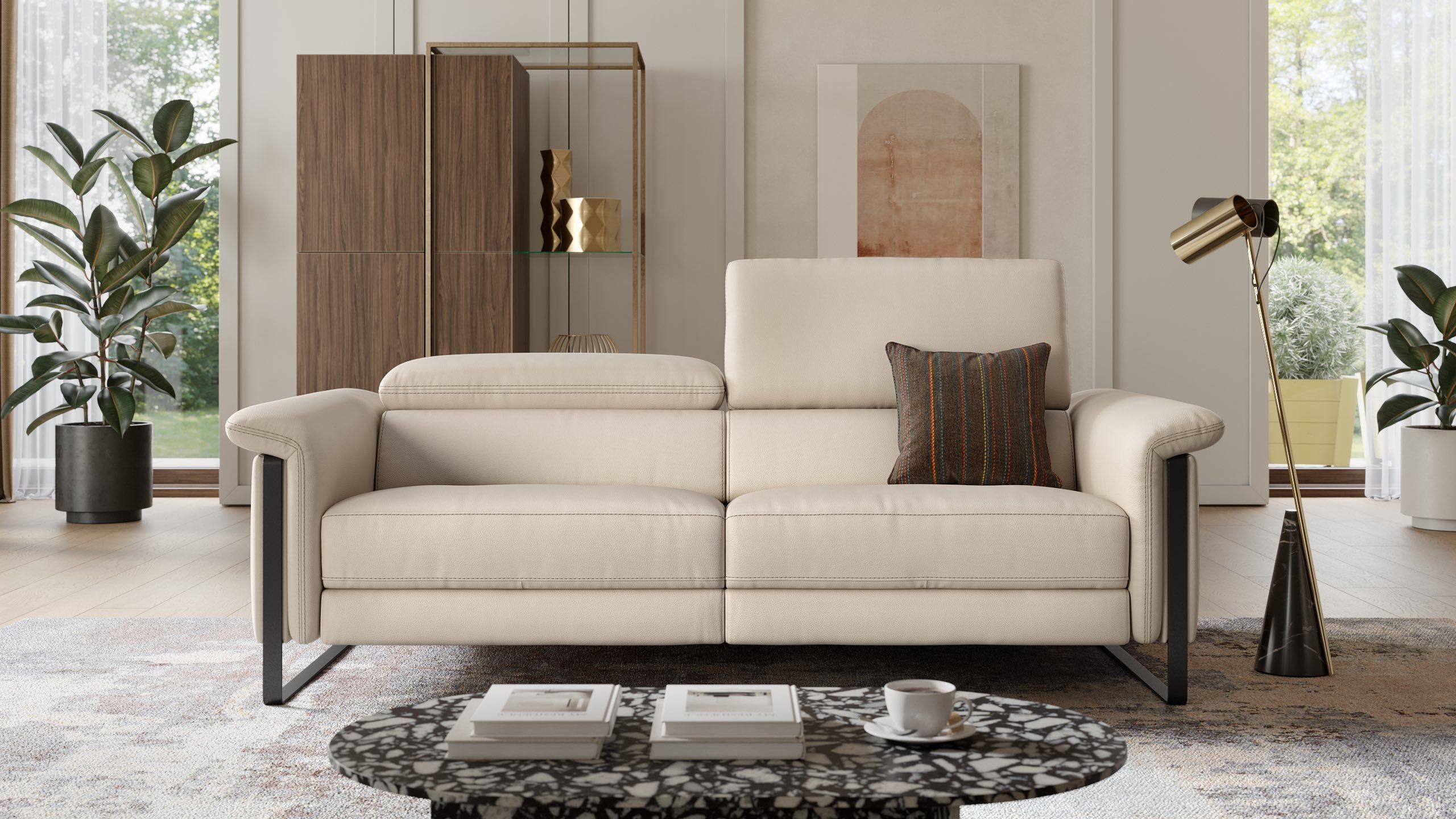 Sofanella 2-Sitzer Leder PALMA, Relaxsofa, Designsofa, Designer Couch, Italienisches Sofa, 2er Sofa