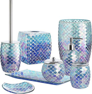 Whole Housewares Papiertuchspender Mosaik Taschentuch-Box, Bad-Accessoire, Fächerform Glas