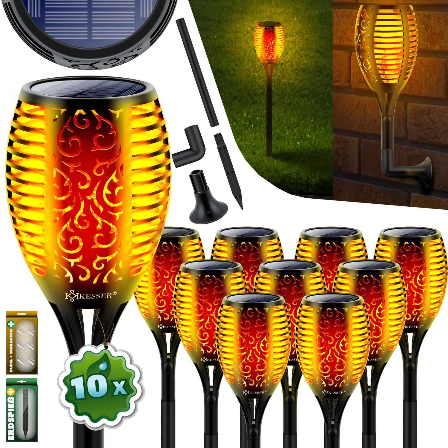 KESSER LED Gartenleuchte, Gartenfackel Solar Set günstig online kaufen