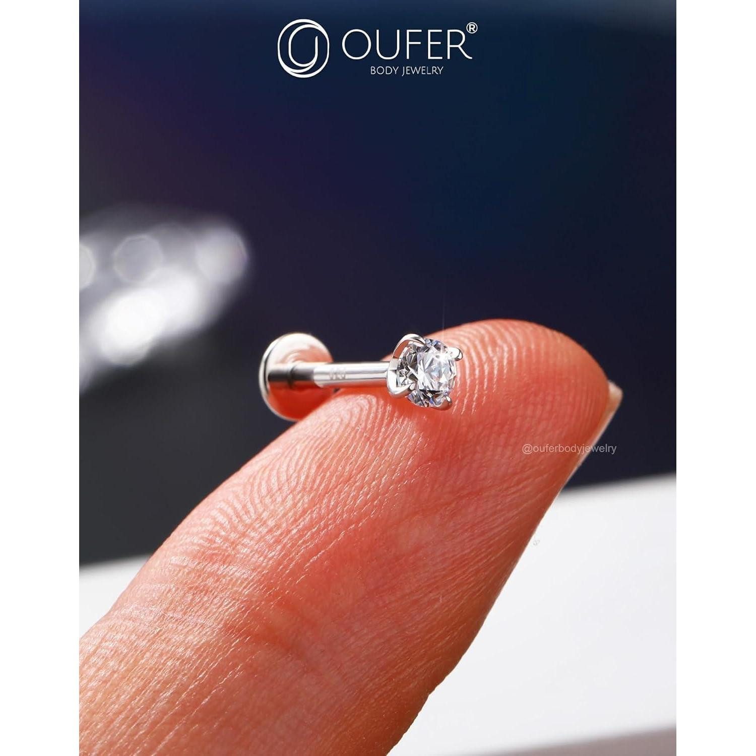OUFER Piercing-Set 925 Helix Piercing Silber 8mm Innengewinde CZ Tragus Con günstig online kaufen