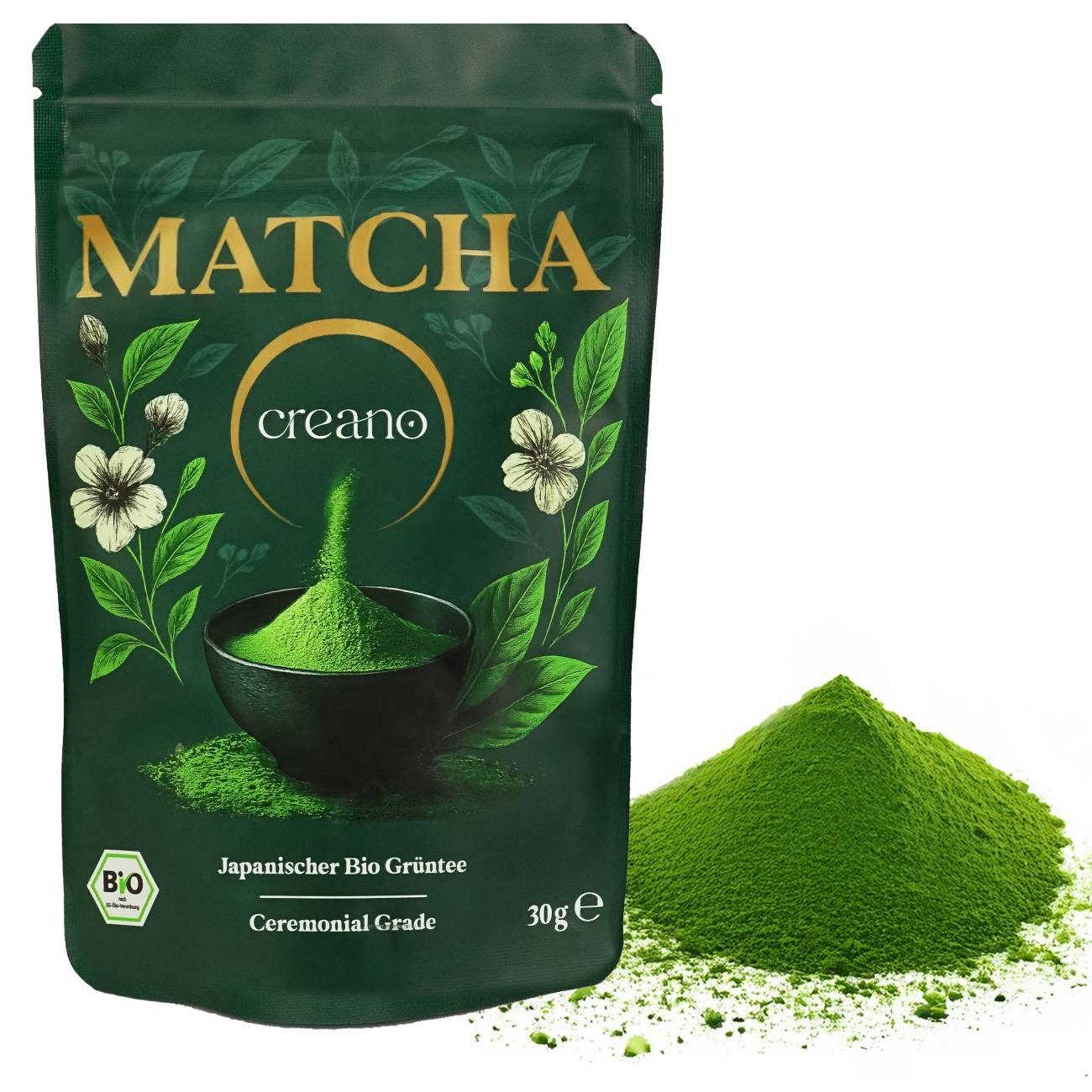 Creano Tee Creano Bio 30g Matcha Tee Ceremonial – Exklusiver Blend aus Japan, 1 x 1 St.