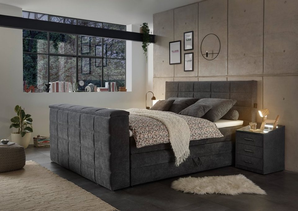 Boxspringbett »Denver« (7-tlg), inkl. zwei Bettkästen, Topper und