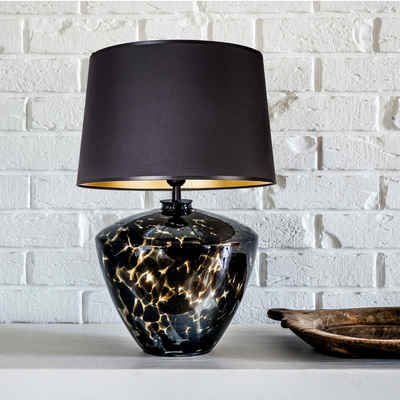 Signature Home Collection Tischleuchte Tischlampe Glas gefleckt mit Лампыschirm schwarz, ohne Leuchtmittel, Warmweiß, Glaslampe mundgeblasenes Glas