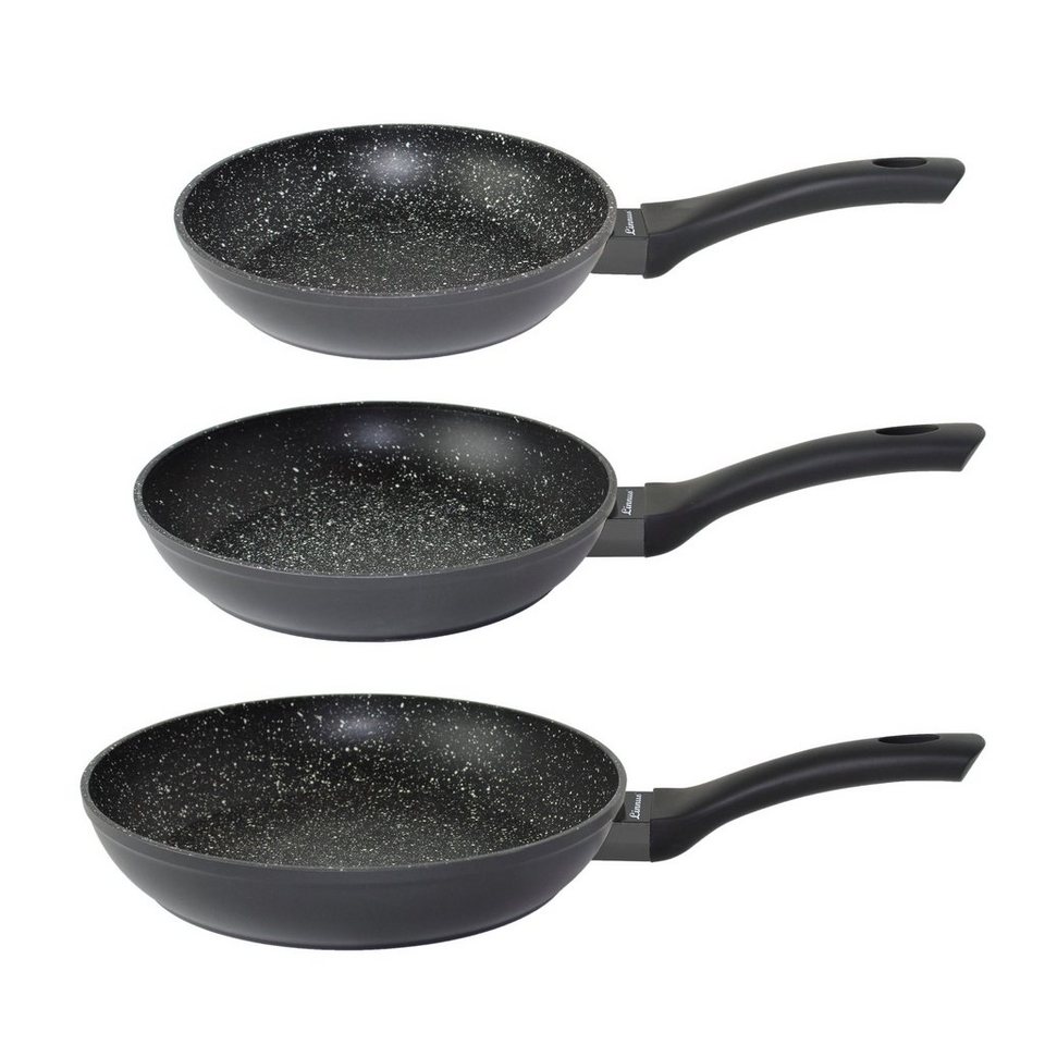 Linnuo Pfannen-Set 3tlg Pfannenset Induktion, Aluminium (Set, 3-tlg., 3  Pfannen), Bratpfanne, Pfanne 28 cm, 24 cm, 20 cm, Antihaft beschichtet,  Griff Nicht heiß, Marmor Granit Optik, frying pan