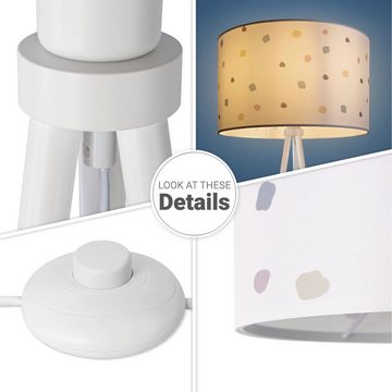 Paco Home Stehlampe Trina Dots, ohne Leuchtmittel, Dreibein Lampenschirm Rund Stoff Standlampe Bunt Punkte Mit Stecker