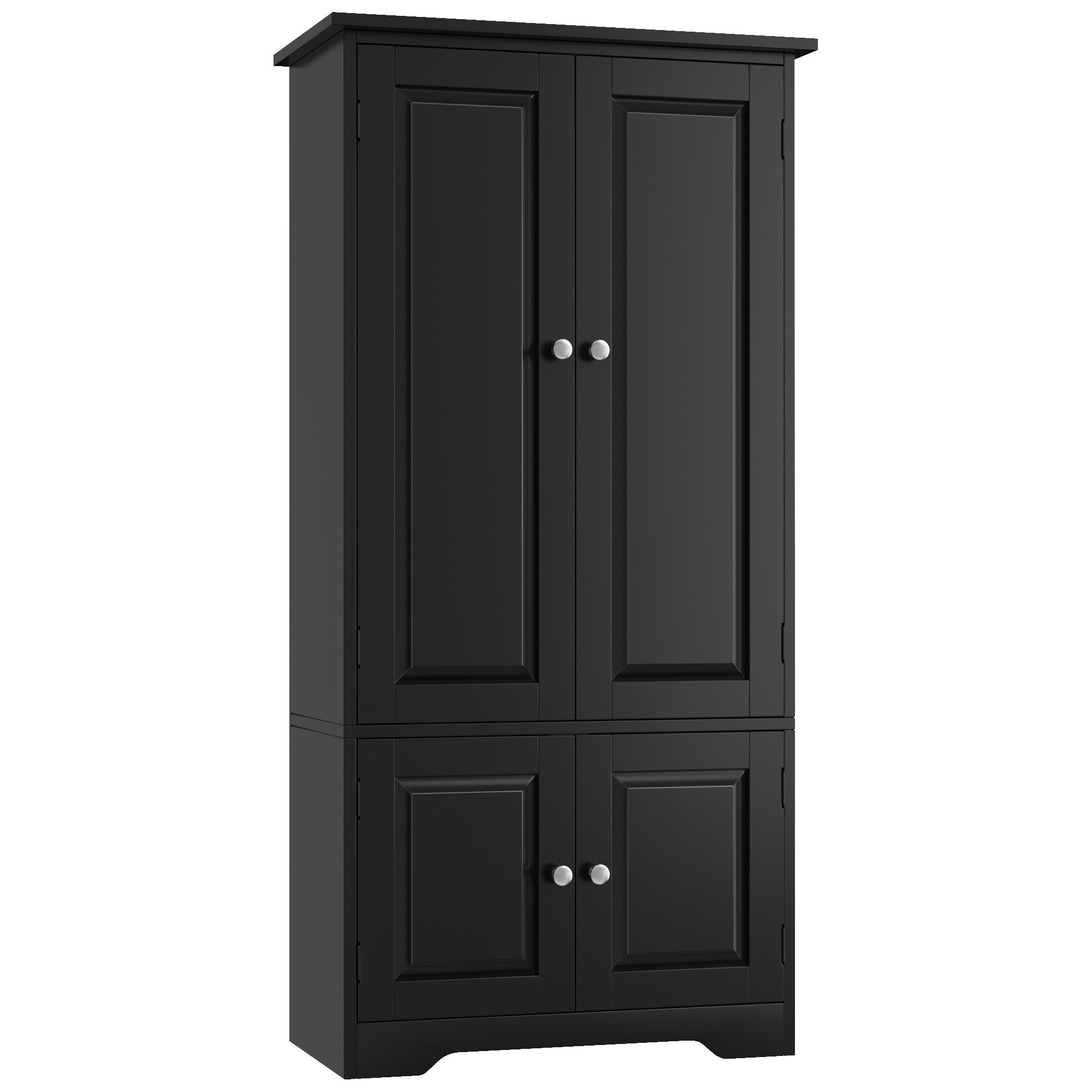 Homfa Mehrzweckschrank Küchenschrank Badezimmerschrank Bücherschrank, Wohnzimmerschrank, mit 4 Türen, 58x32x123cm, schwarz
