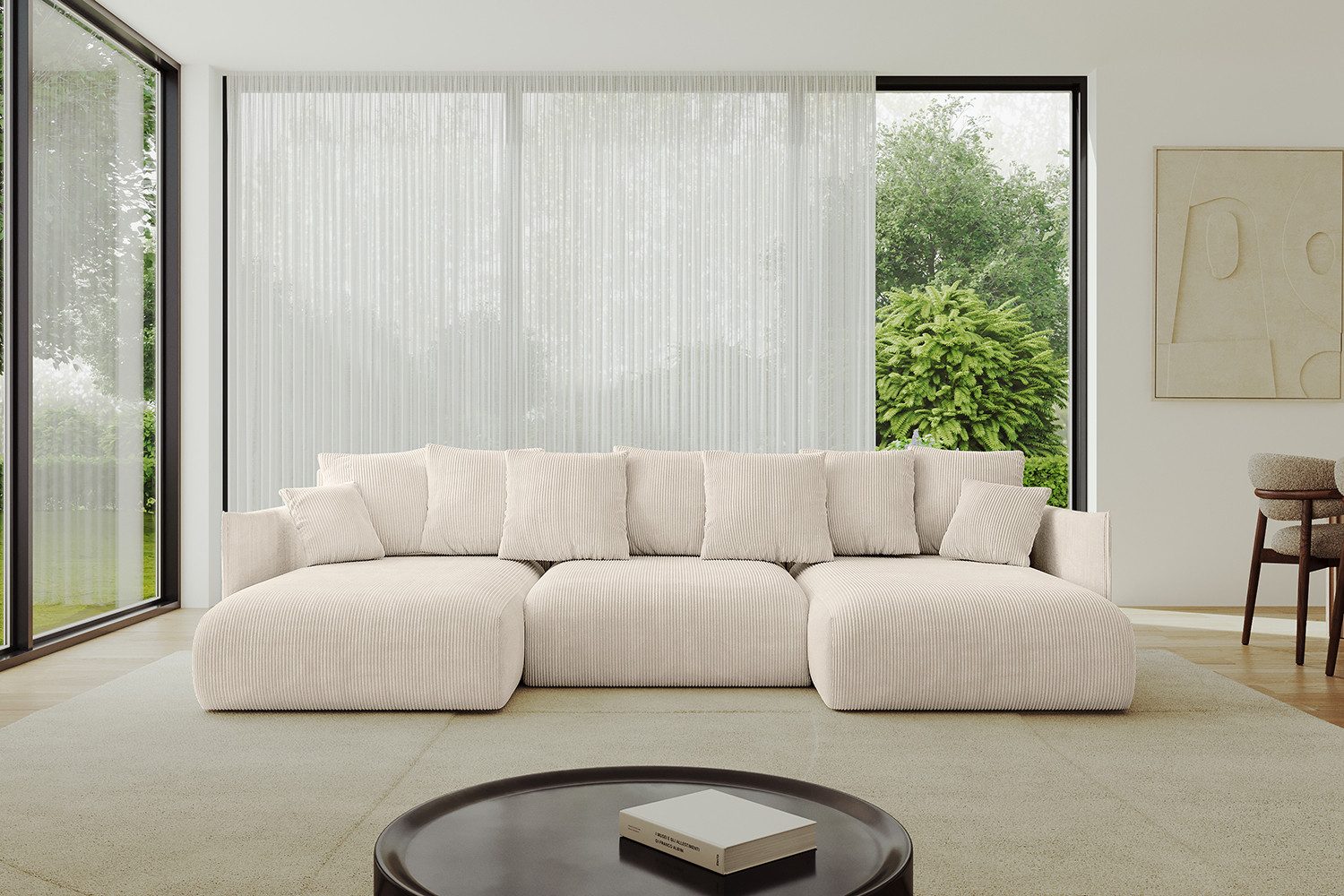 ALTDECOR Wohnlandschaft ONESK-U, Couch mit Schlaffunktion, Wohnzimmer - Ecksofa, Corner Sofa Bett Eckcouch Couch U-Form Schlafcouch Ausziehbar