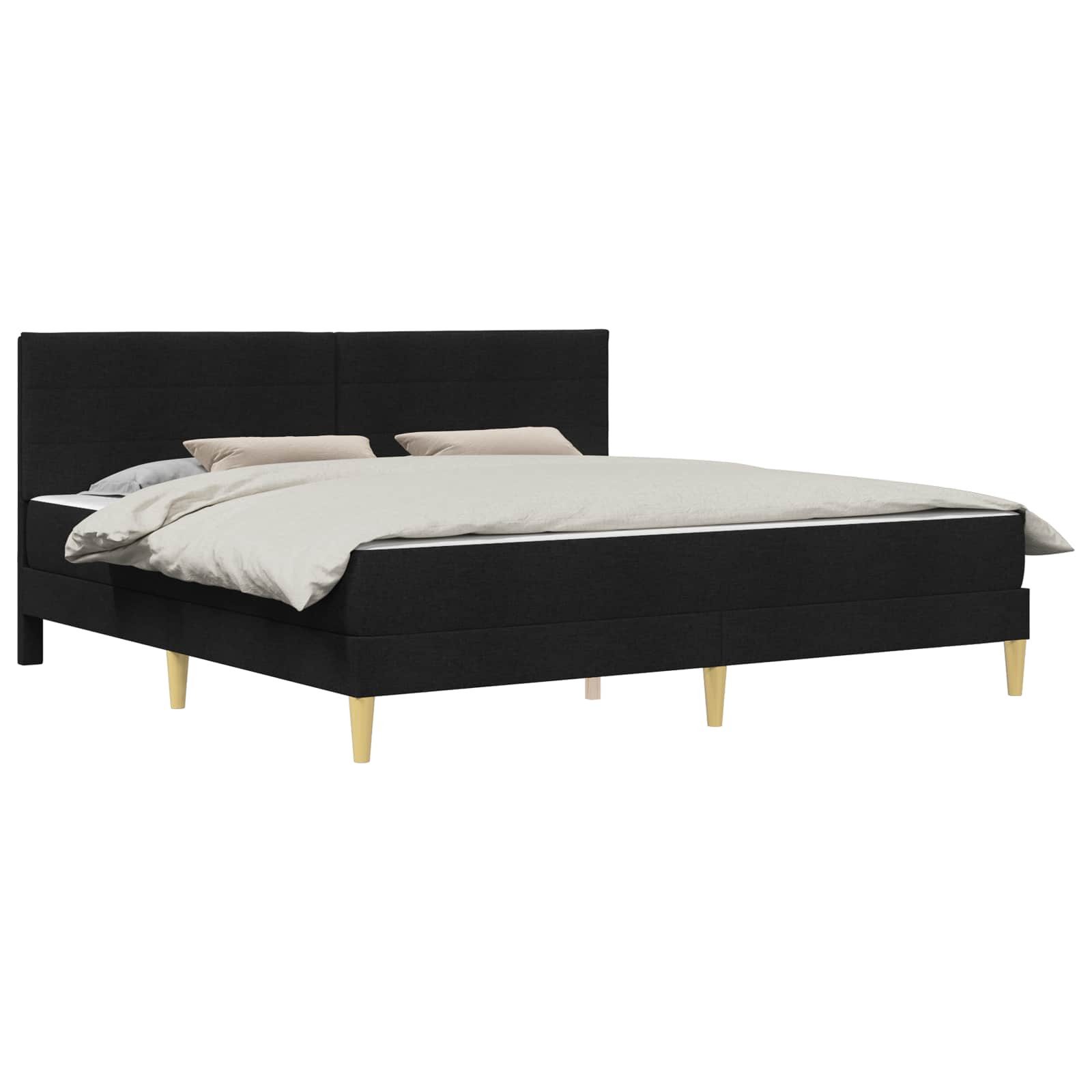 furnicato Bettgestell Bett mit Matratze 200 x 200 cm Schwarz, Inklusive Schaumstoffmatratze Doppelbett mit stabilem Massivholzrahmen