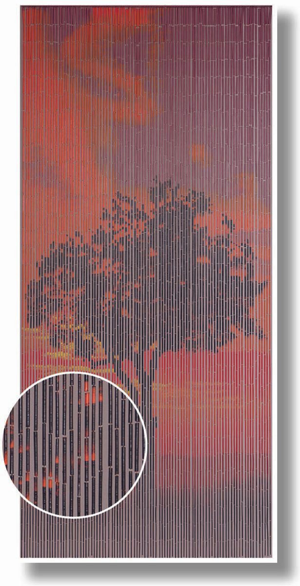 CONACORD Türvorhang Decona Sunrise Dekovorhang bunt, Hakenaufhängung, halbtransparent, 90 x 200 cm, Bambus - blickdicht dank hoher Stranganzahl
