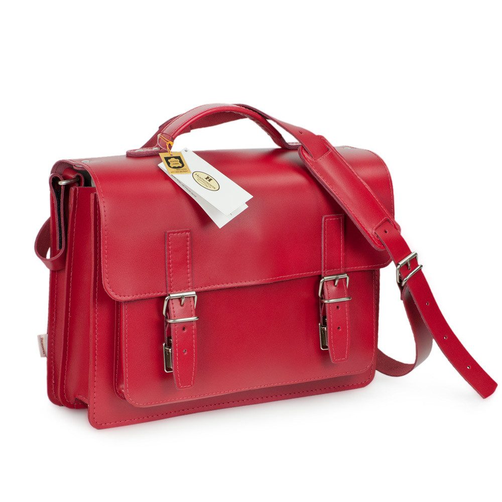 Hamosons Aktentasche Aktentasche / Lehrertasche Größe M, Leder Kirsch-Rot, Hamosons 605