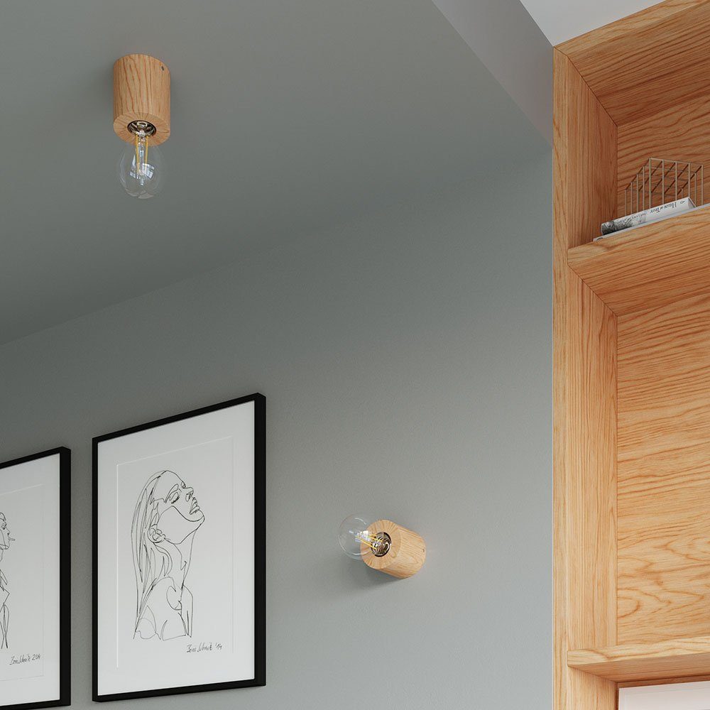 1 Deckenlampe Deckenleuchte, inklusive, Leuchtmittel Deckenleuchte nicht etc-shop Wohnzimmer Landhausstil Holz natur