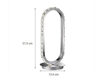 WOFI LED Nachttischlampe, Dimmer, LED fest integriert, Warmweiß, dimmbar, Designer Ring Lampen-Schirm Oval für Fensterbank, Höhe 31,5cm