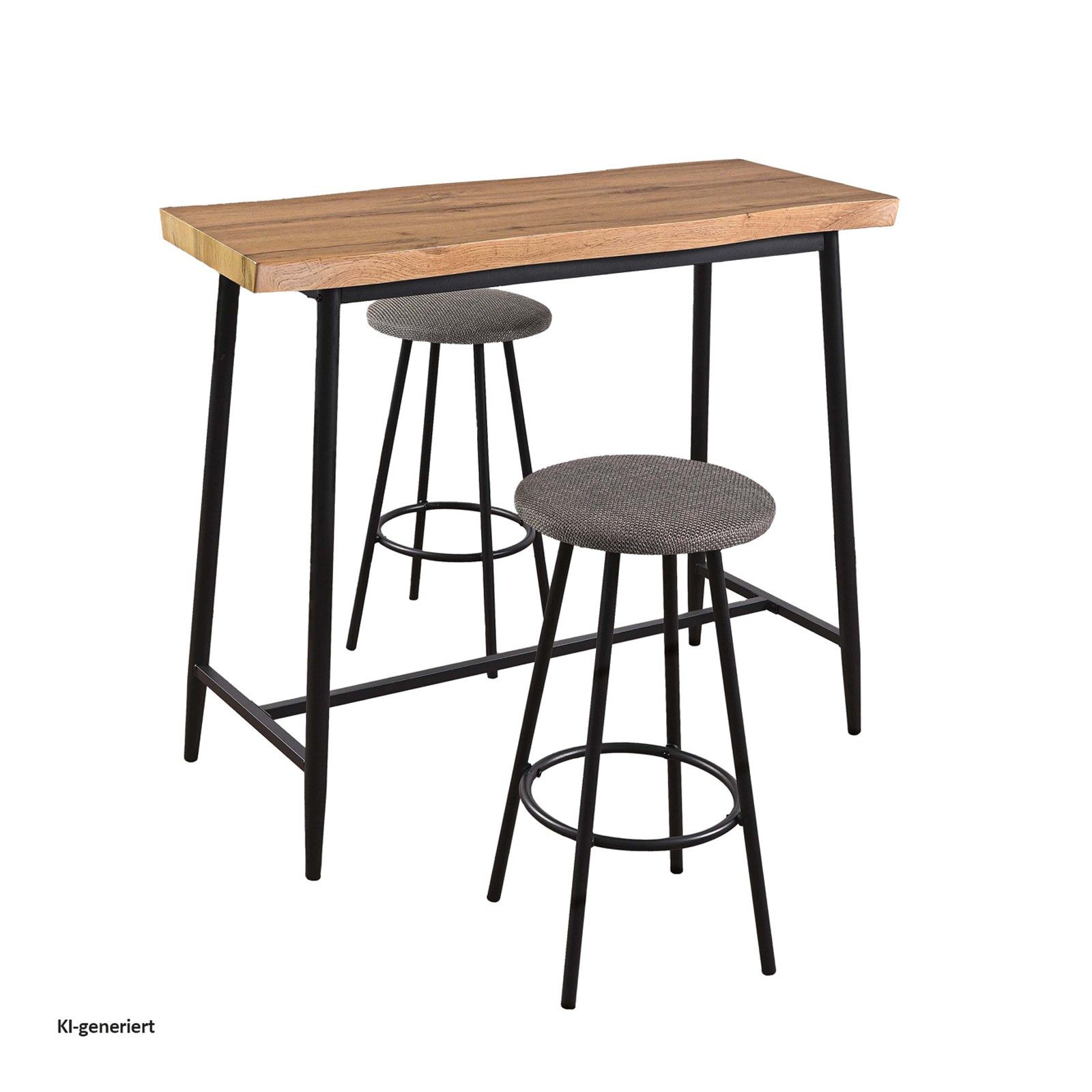 HTI-Living Bargruppe Bartisch mit Wellenkante und 2 Hockern Erik Artisaneiche, (Set, 3-tlg., 1 Bartisch, 2 Barhocker), 3-teilige Bargruppe für Küche, Esszimmer  – Bild 2 von 2