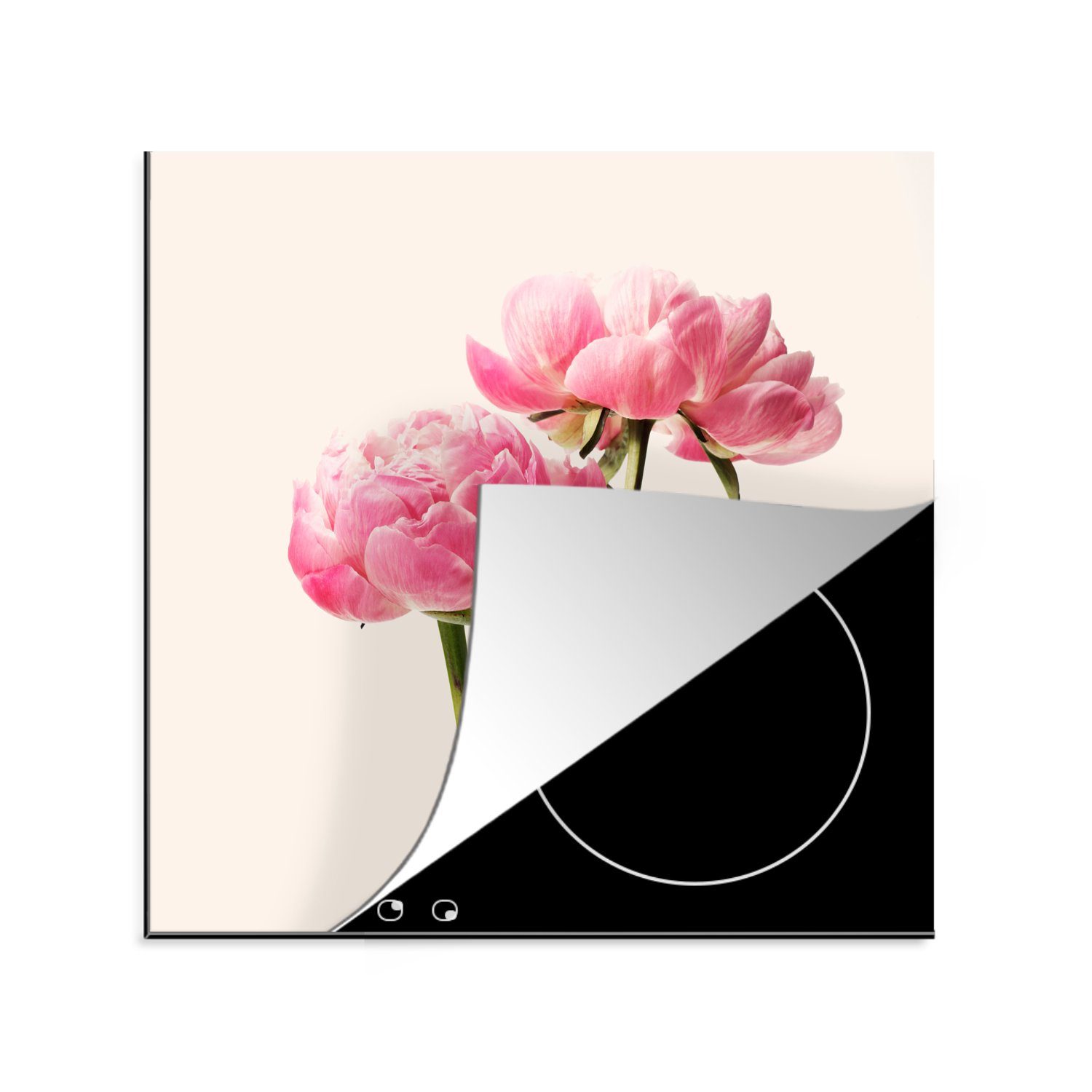 MuchoWow Herdblende-/Abdeckplatte Blumen - Blüte - Rosa, Vinyl, (1 tlg), 78x78 cm, Ceranfeldabdeckung, Arbeitsplatte für küche