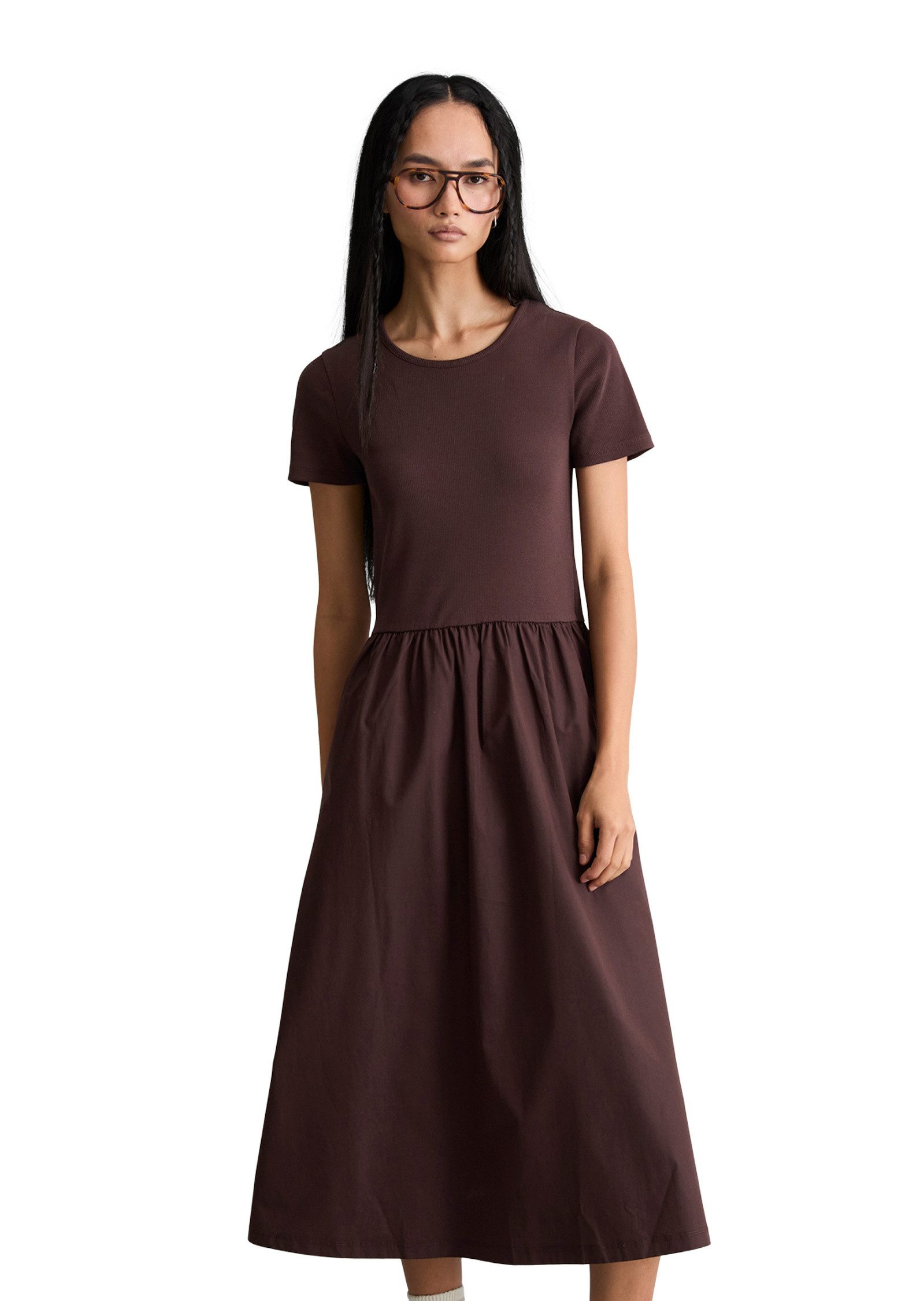 Marc O'Polo DENIM Jerseykleid mit Baumwoll-Popelinerock