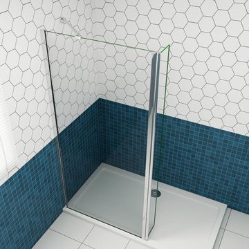 duschspa Duschwand Duschtrennwand + Flipper-Panel Walk in Dusche Duschwand Glaswand, (Set), Glas, Nano Glas