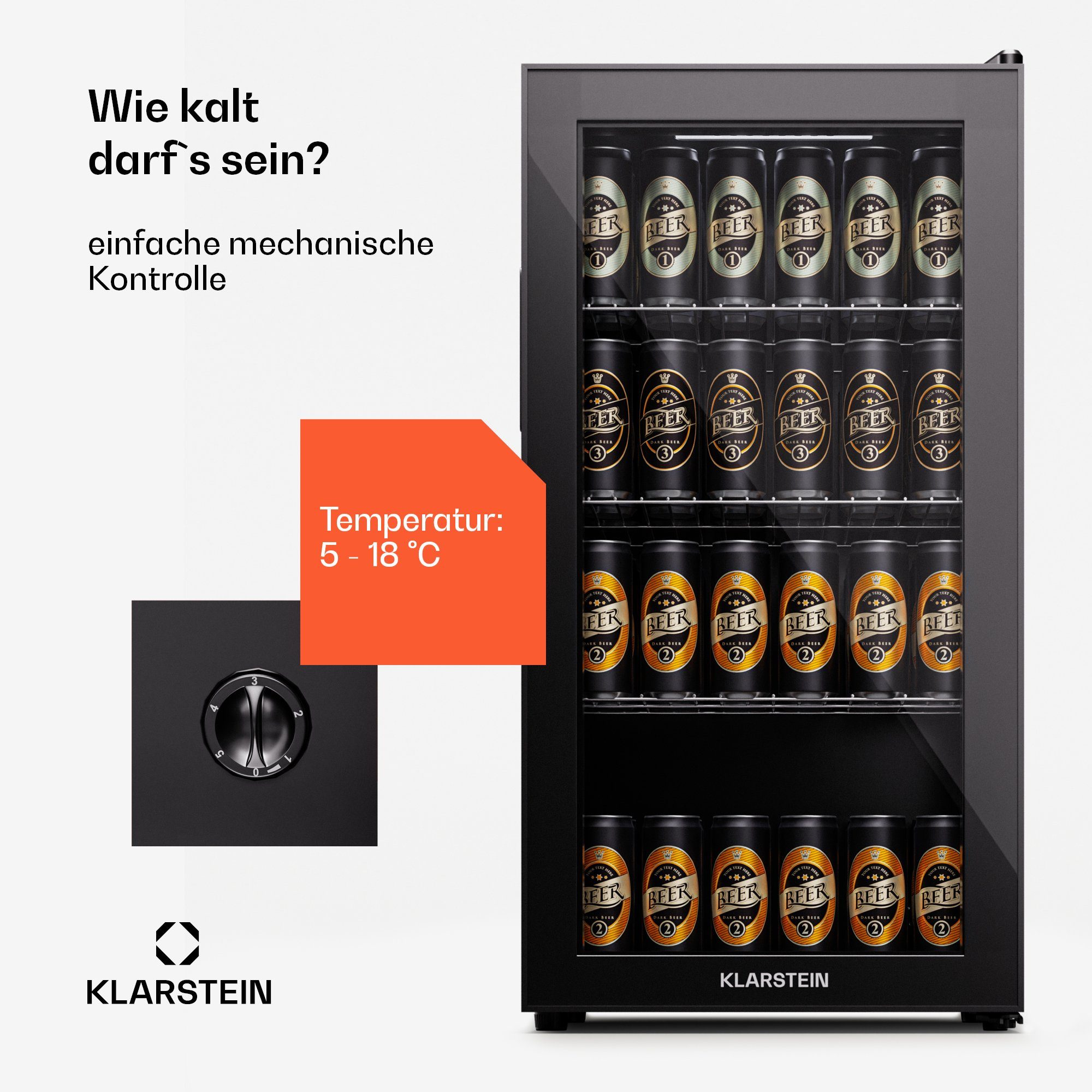 Klarstein Getränkekühlschrank HEA-Bersafe-74-bl 10045534A, 84 cm hoch, 43 cm breit, Bier Hausbar Getränkekühlschrank Flaschenkühlschrank Glastür