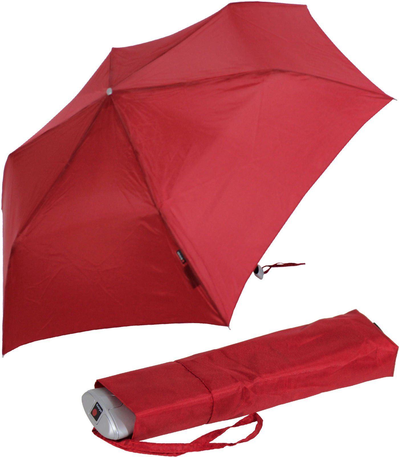 Knirps® Taschenregenschirm flacher, stabiler Schirm, passend für jede Tasche, ein treuer Begleiter, für jeden Notfall rot