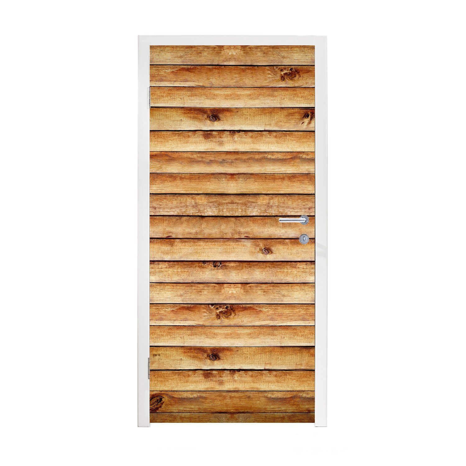 MuchoWow Türtapete Vintage - Braun - Regale, bedruckt, (1 St), Selbstklebende Türfolie Türposter Türaufkleber Klebefolie Türklebefolie