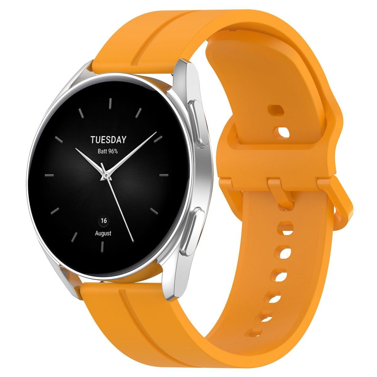 Wigento Smartwatch-Armband Für Xiaomi Watch 2 Pro hochwertiges Silikon Ersatz Armband Orange