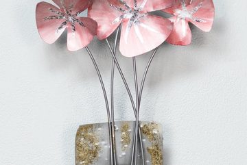 KUNSTLOFT Wanddekoobjekt Blumengruß 30x90x4 cm, handgefertigte Wanddeko Metall