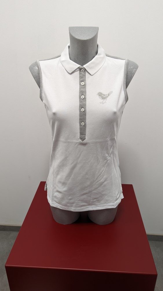 girls golf Poloshirt Girls Golf Polo ''Grey Golf Dots'' Weiß - Grau Damen