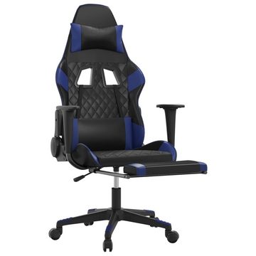 vidaXL Bürostuhl Gaming-Stuhl mit Fußstütze Schwarz und Blau Kunstleder Bürostuhl Home