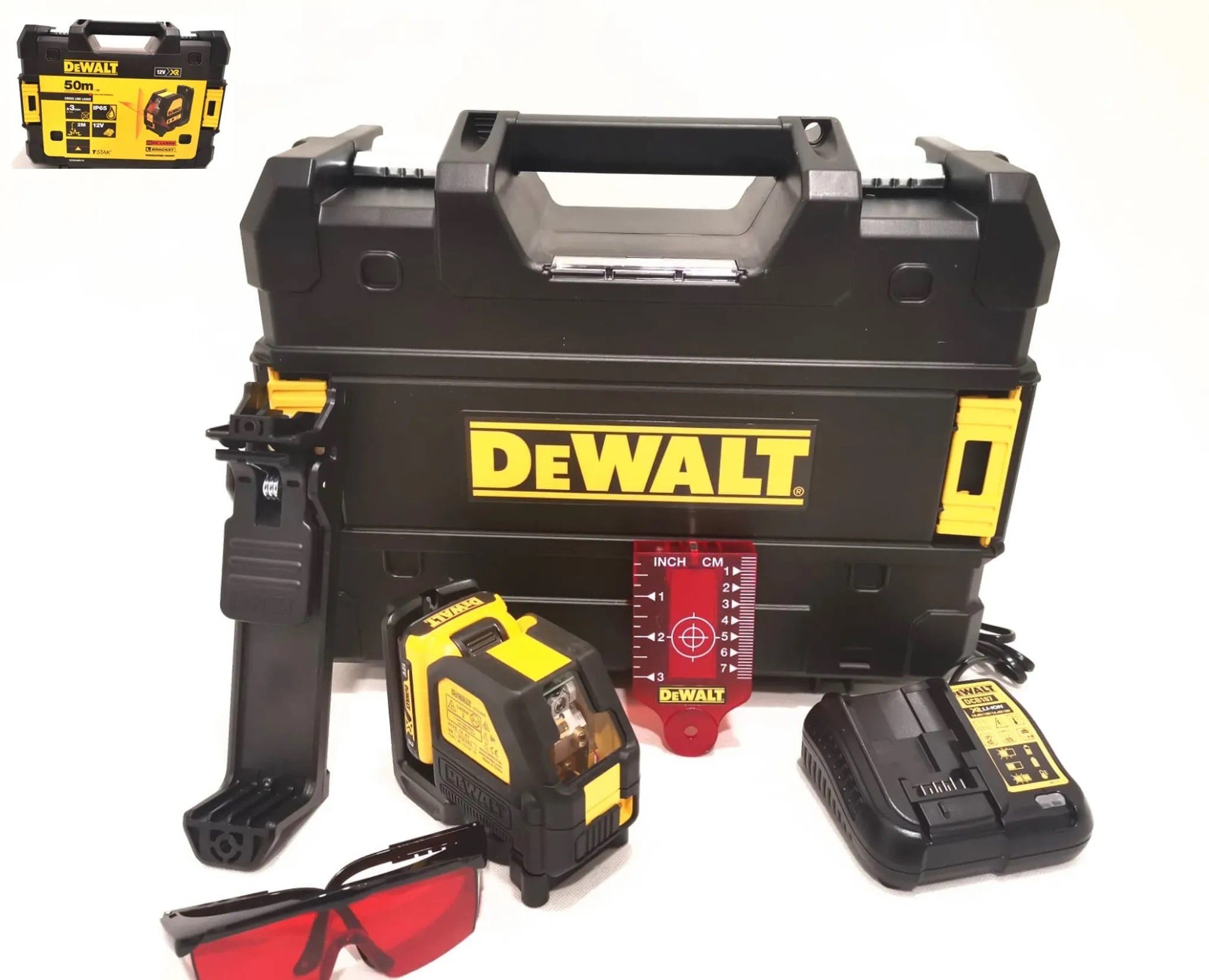DeWalt Laserwasserwaage DCE088D1R-QW, (inkl. 10,8V 2 Ah Akku, Ladegerät & Transportkoffer)