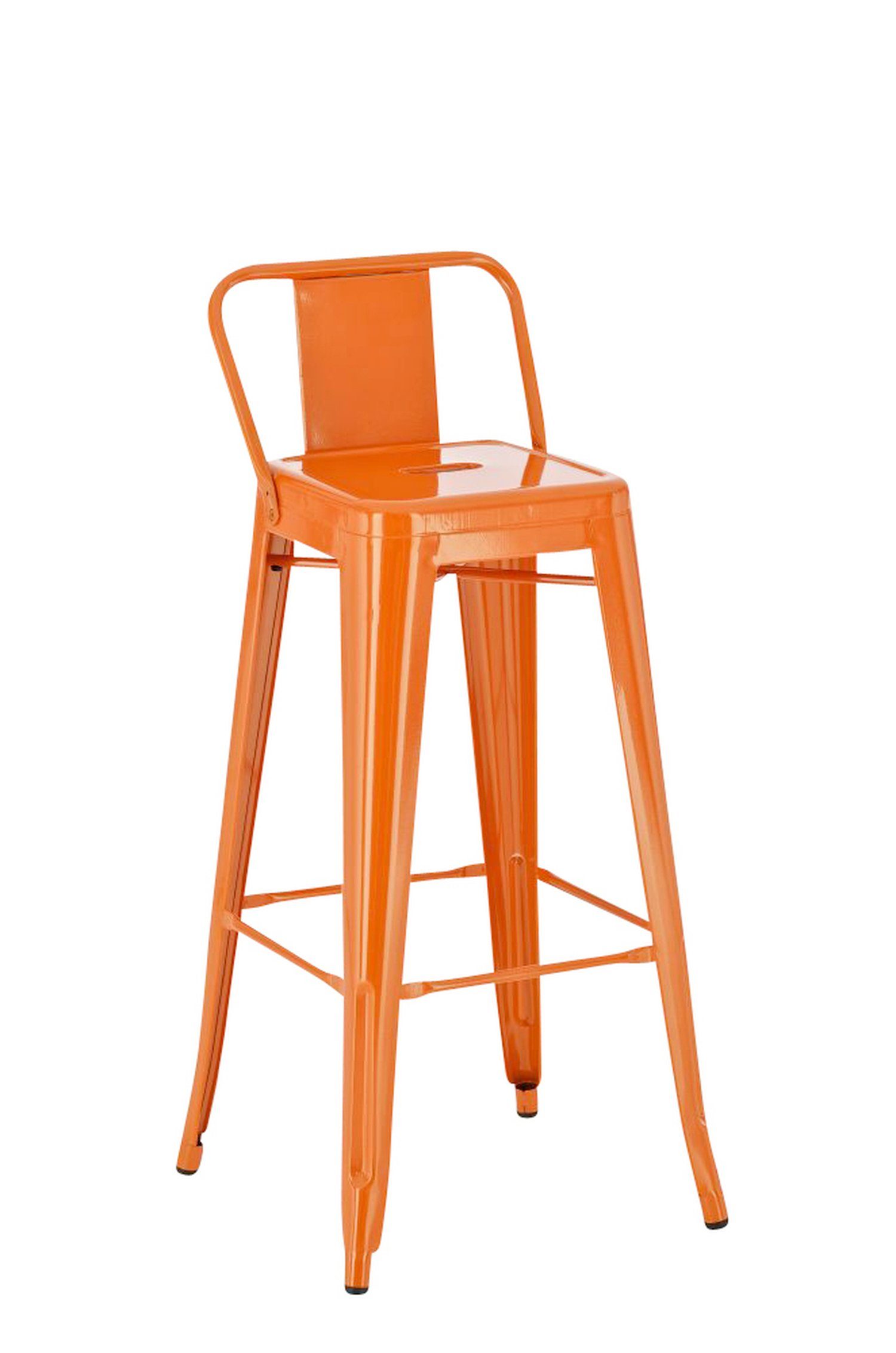 TPFLiving Barhocker Metall (Barstuhl - Tresenhocker - Thekenhocker - Hocker für Küche), Gestell Metall Orange - Sitzfläche: Metall Orange