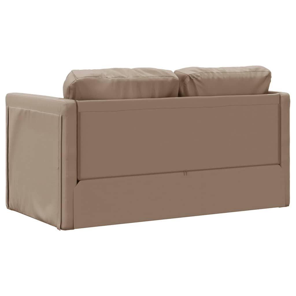 vidaXL Sofa Bodensofa mit Schlaffunktion Cappuccino-Braun Kunstleder