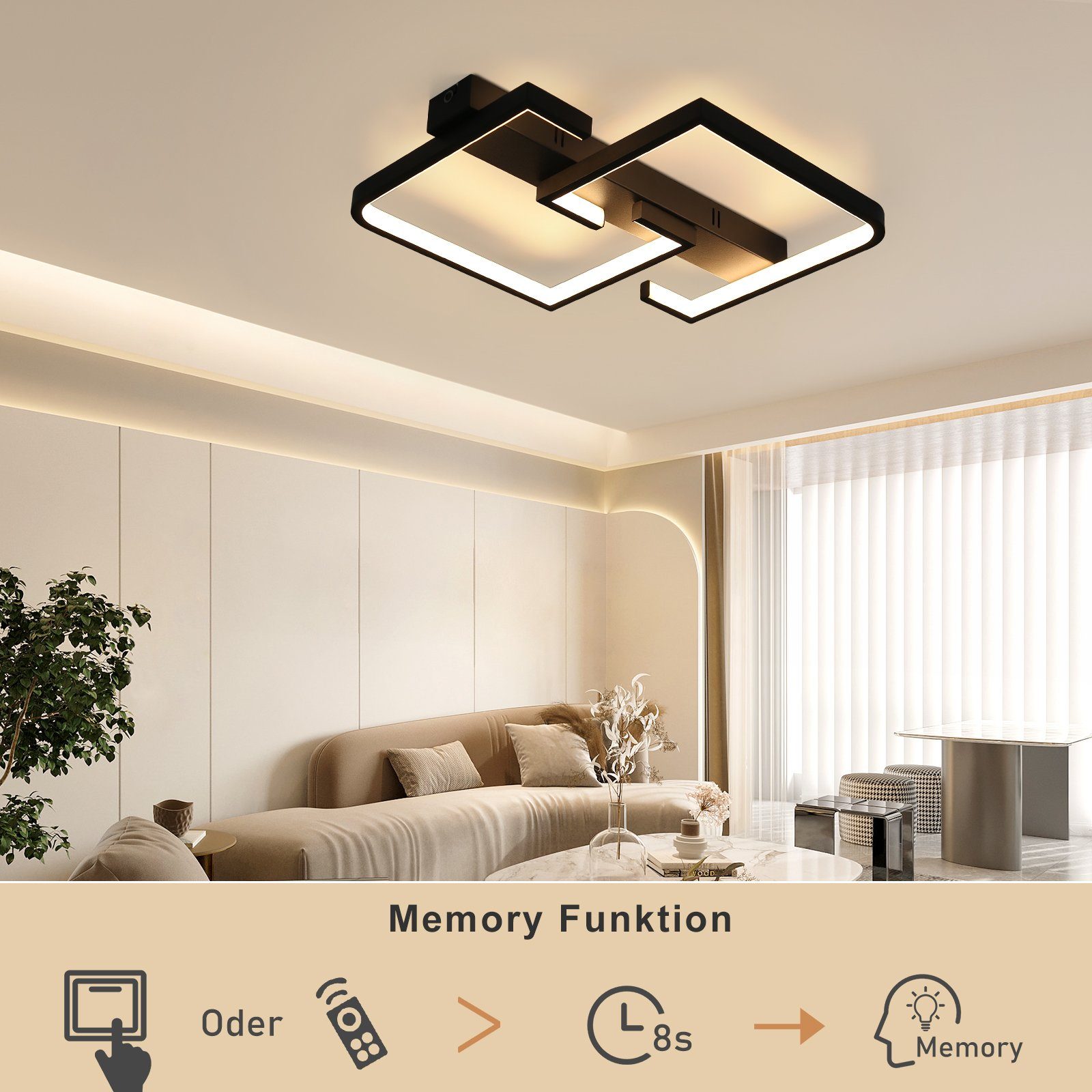 Nettlife LED Deckenleuchte Schwarz Dimmbar Wohnzimmer günstig online kaufen