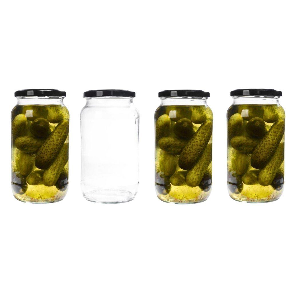mikken Einmachglas 4x Einmachglas 1062 ml mit Deckel, Deckel in verschiedenen Цвета(ов)