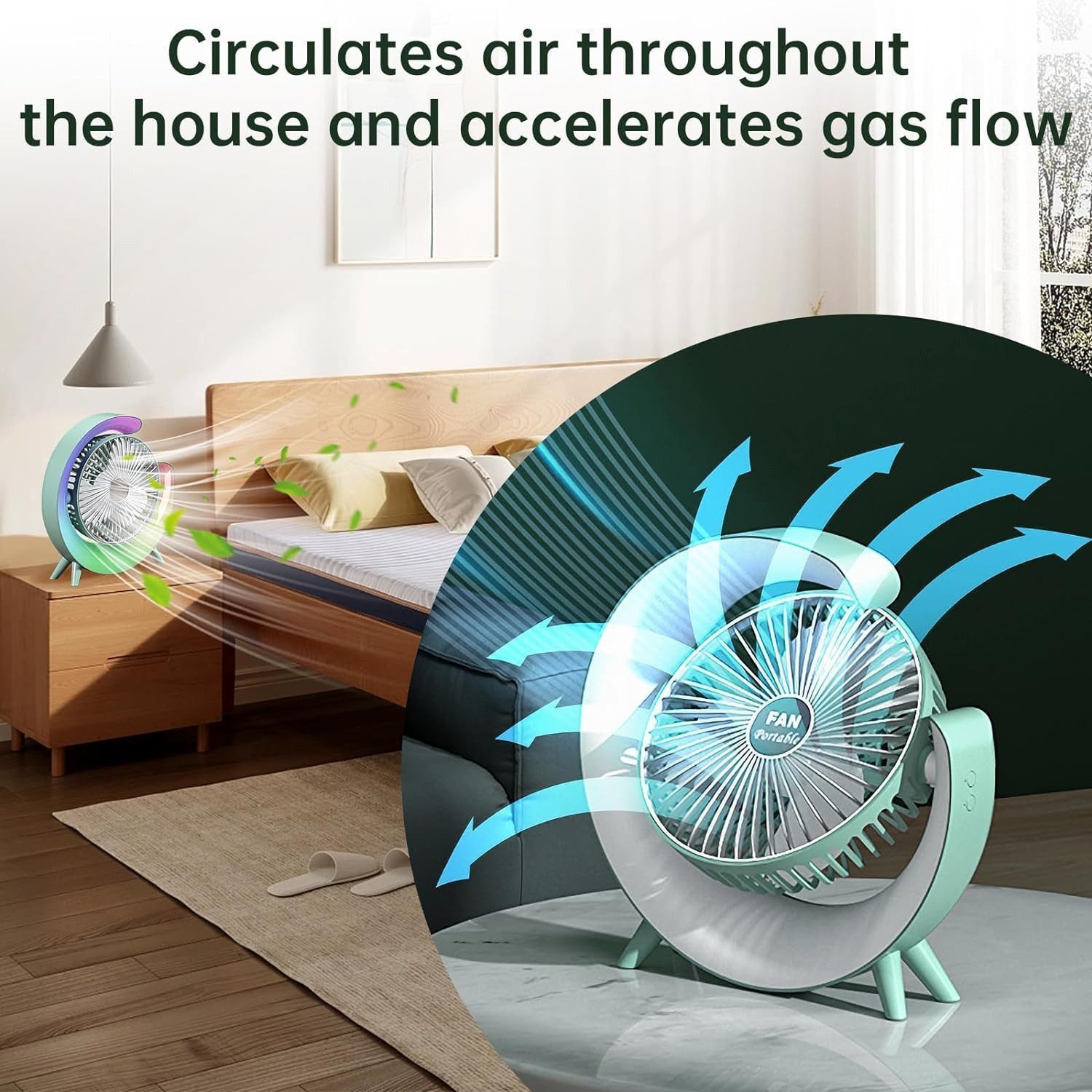 FELIXLEO Akku-Standventilator Akku-Standventilator USB-C aufladbarer leiser Tischventilator