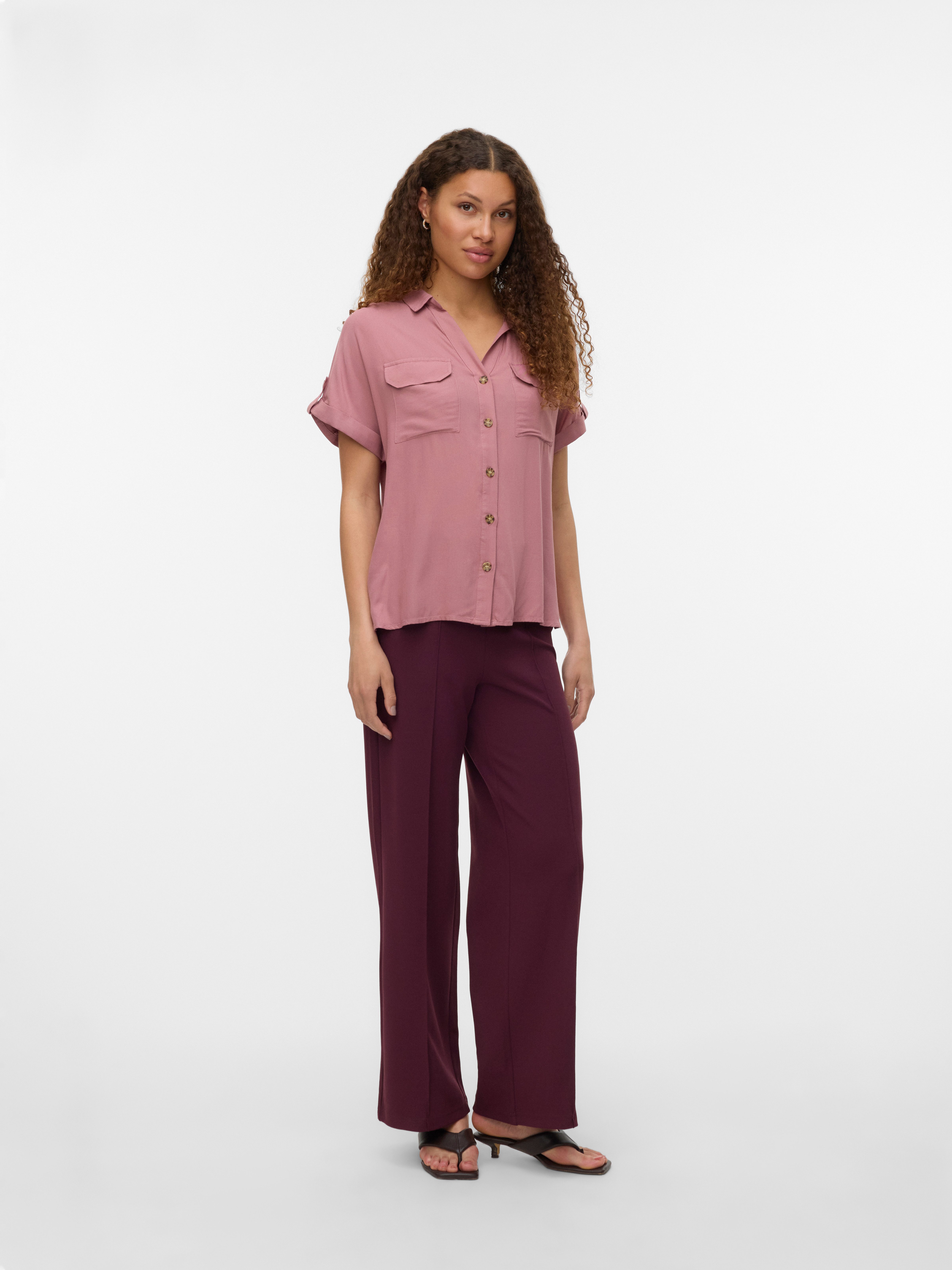 Vero Moda Kurzarmbluse VMBUMPY S/S SHIRT WVN GA NOOS Viskose, regular fit