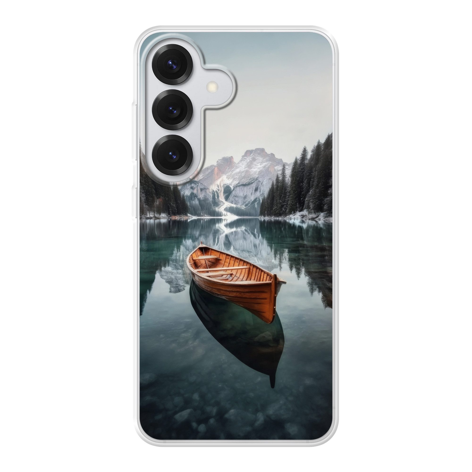 MuchoWow Handyhülle für Samsung Galaxy S26 Boot - Berge - Natur - Wasser, Handy Case, Silikon, Bumper Case Dünn