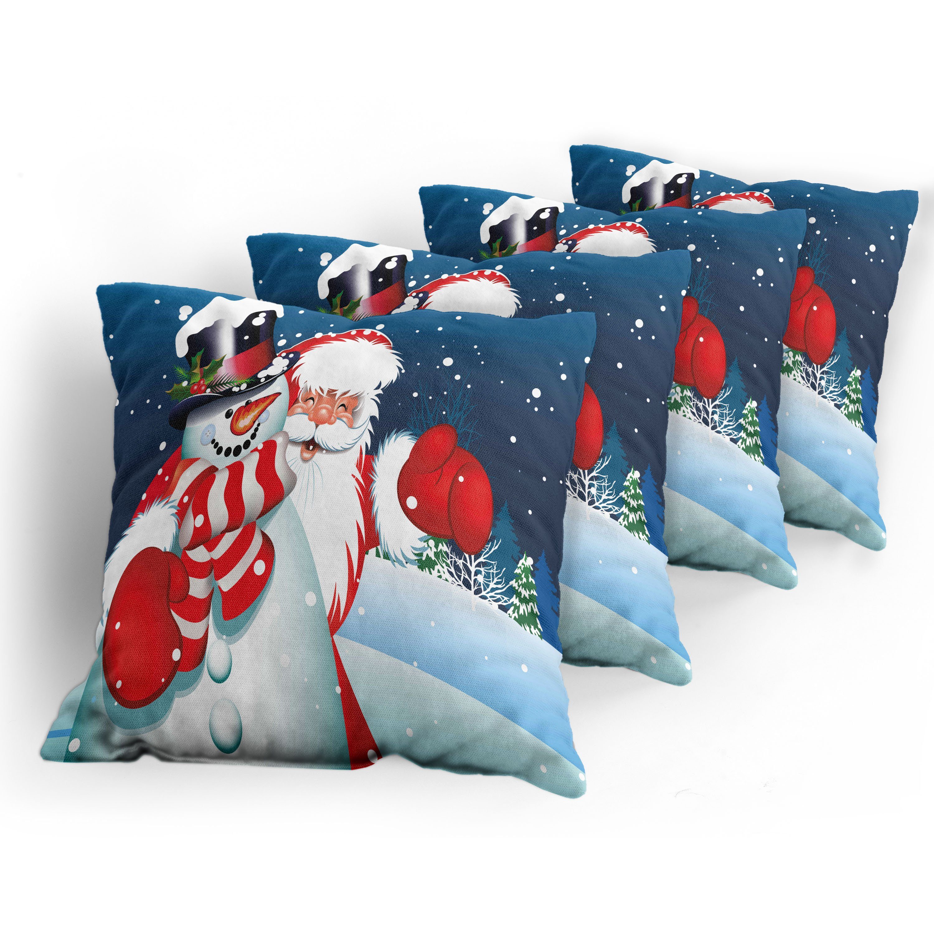 Hug Digitaldruck, Accent Stück), (4 Abakuhaus Modern Kissenbezüge Sankt-Schneemann Weihnachten Doppelseitiger