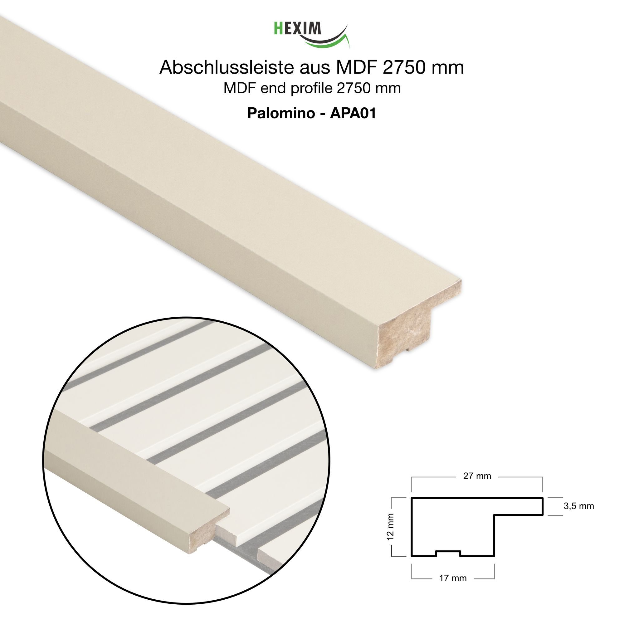 Hexim Wanddekoobjekt APA01 (Abschlussleiste 275x2,7cm passend für unsere Ak günstig online kaufen
